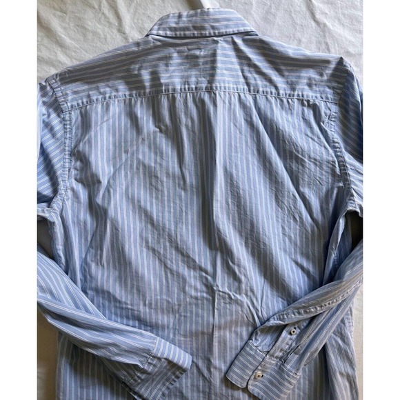 UNTUCKit Mens Button Up Dress Shirt Blue White Stripe 100% Cotton Collar‎ L - Picture 9 of 9
